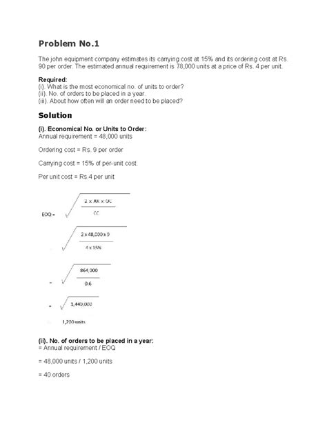 Image result for EOQ Examples and Solutions