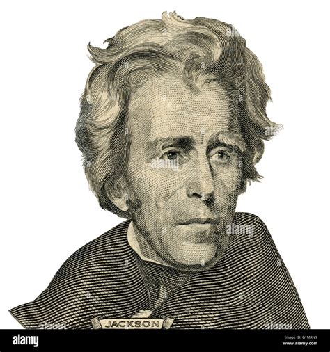 Portrait of former U.S. president Andrew Jackson as he looks on twenty ...