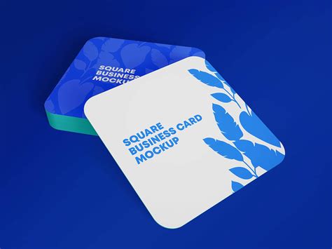Free Rounded Corners Square Business Card Mockup PSD Set - Good Mockups