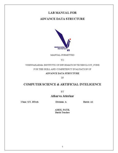 Ads labmanual - afeg - LAB MANUAL FOR ADVANCE DATA STRUCTURE MANUAL ...