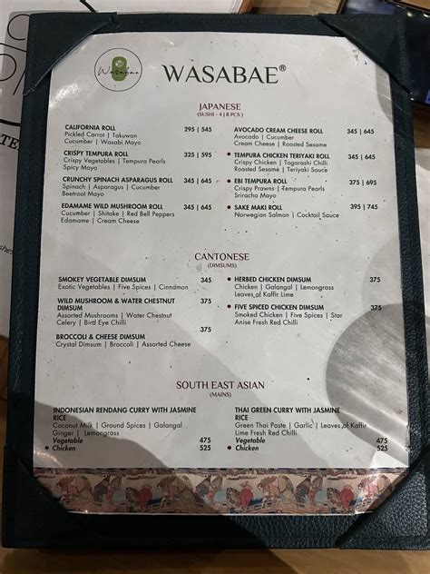 Menu at Coco Osteria, Dehradun