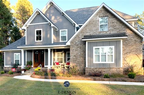 Exterior siding, Sherwin Williams Gauntlet Gray, Pure White trim, brown ...