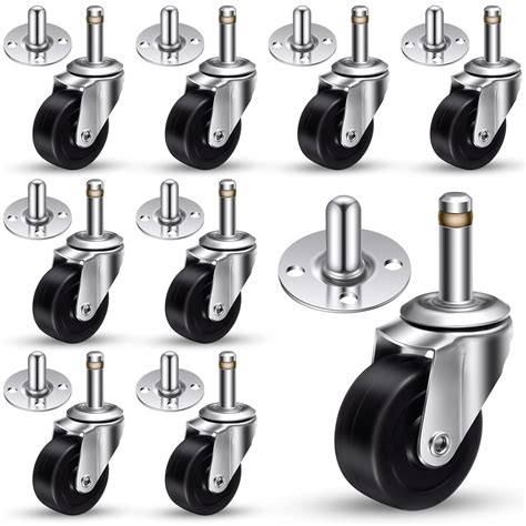 Aurelema 8 Pcs 2 Inch Plug Caster Wheels 1-3/8'' x 7/16'' Heavy Duty ...
