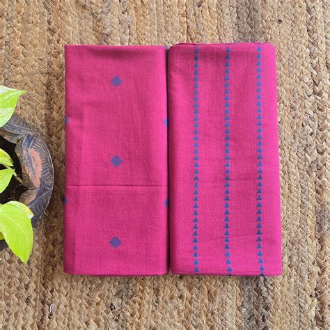 Top Bottom Combo Pure Cotton Handloom Mouve With Blue Diamond Desgin F ...