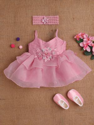 Buy Mee Mee Girls Solid Pink Net Cotton Lining Fit And Flare Frock (12 ...