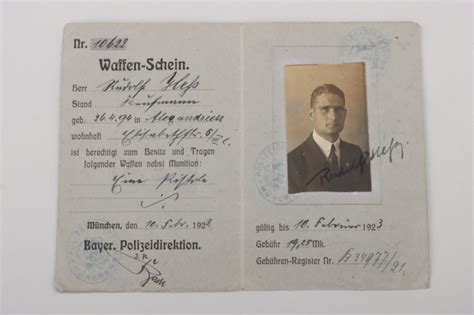 ratisbon's | Heß, Rudolf - personal firearms license from 1922 (signed ...