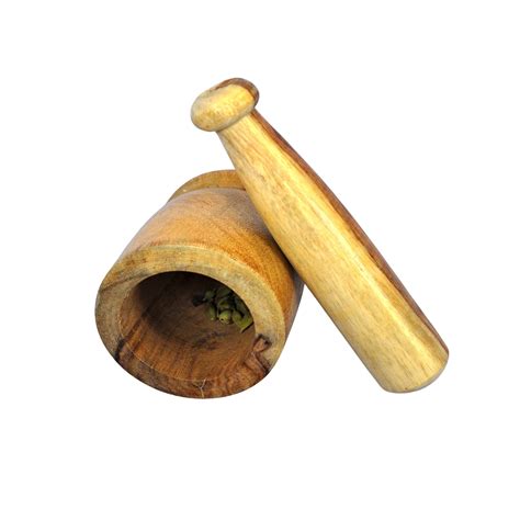 Wooden Natural Mortar And Pestle Okhali And Musal Set - Oxyroots ...