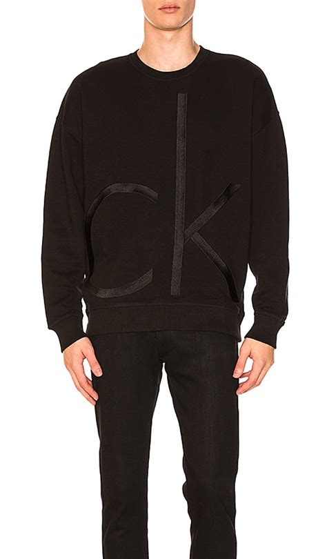 Calvin Klein Embroidered Logo Sweatshirt in Black | REVOLVE