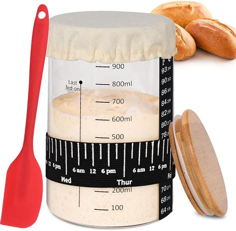 Amazon.com: JunVpic Sourdough Starter Jar Kit, 35 oz Glass Sour Dough ...