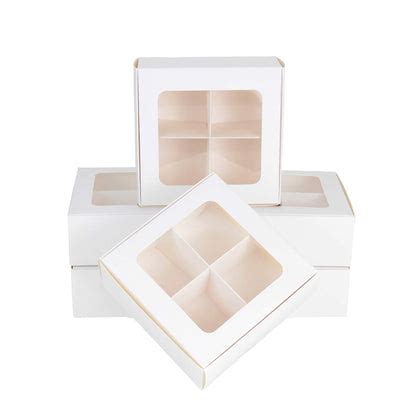 4 BROWNIE BOX WITH PARTITION ( PACK OF 10 ) – Dispozable