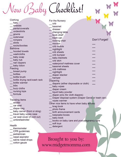 Baby essentials checklist printable - sayhall