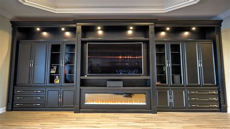 Modern Built In Entertainment Center With Fireplace | Gas Furnace