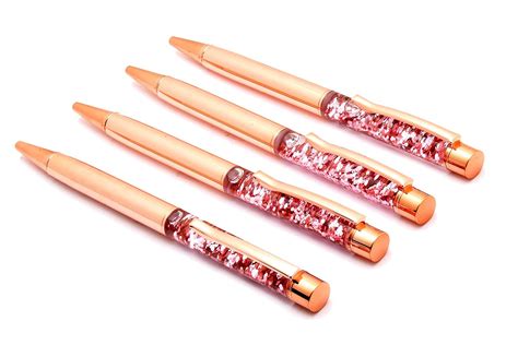 Ledos Set of 4 Copper Rose Gold Color Retractable Ball Point Pen Blue ...