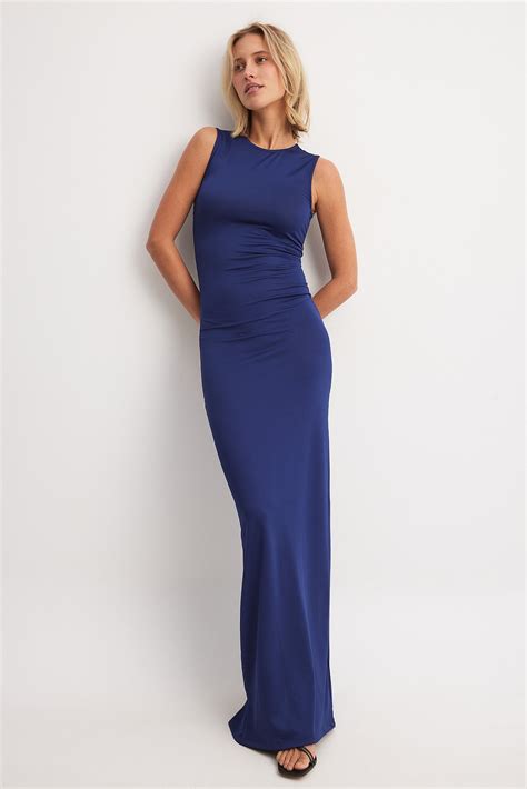 Jersey Sleeveless Maxi Dress Blue | NA-KD