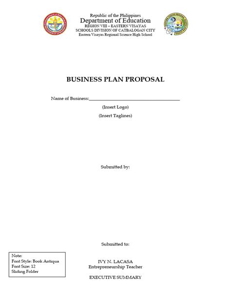 Example of Business Plan Proposal 的图像结果