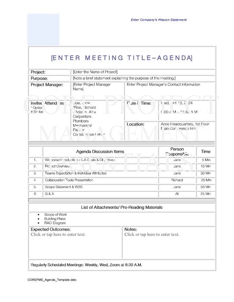 Agenda Template In Word