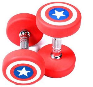 HACKERX Captain America Premium Rubber Coated Dumbbell 30kg X 2 Fixed ...
