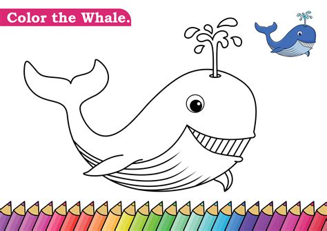 Coloring page for Whale vector illustration. Kindergarten children ...