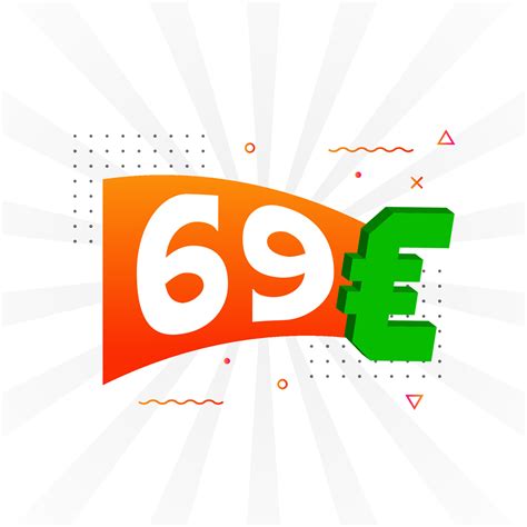 Símbolo de texto vectorial de moneda de 69 euros. 69 euro vector de ...