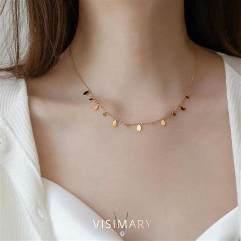 VISIMARY -K35 Kalung TITANIUM Gold Mata Air Trending Elegant Korea ...