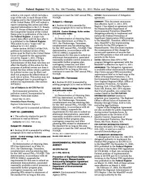 Fillable Online Environmental Protection Agency (EPA) Rule Announcement ...