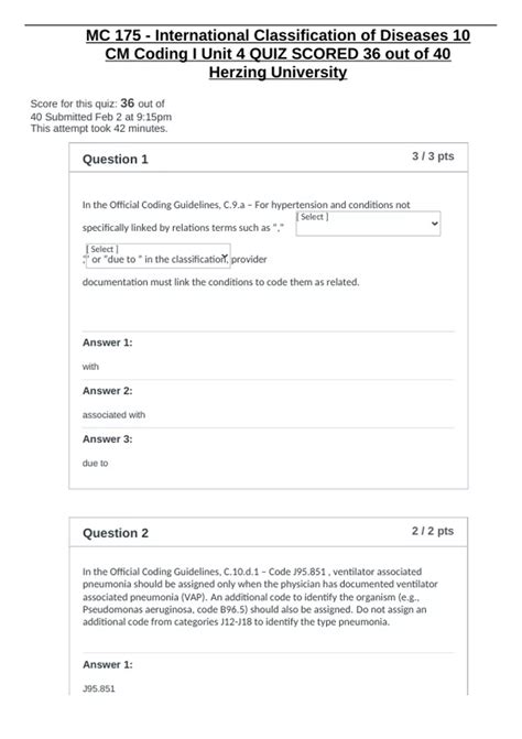 MC 175 - International Classification of Diseases 10 CM Coding I Unit 4 ...