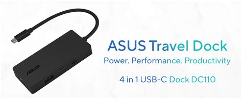 ASUS DC110, 4-in-1 USB-C Dock, with 4K@60Hz HDMI 2.1, USB-A & USB-C ...