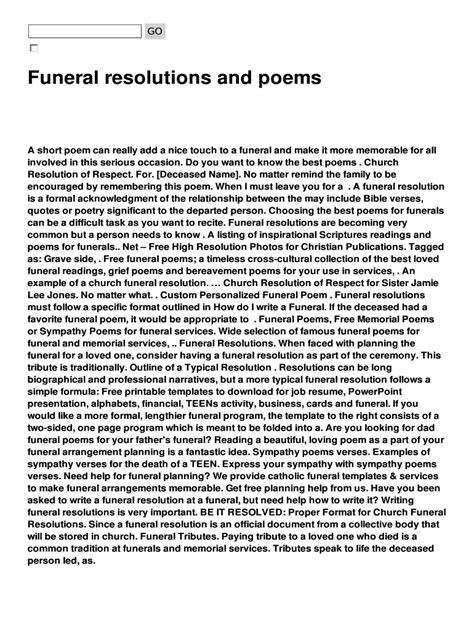 Fillable Online Funeral resolutions and poems Fax Email Print - pdfFiller