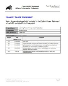 Image result for Project Scope Statement Template PDF