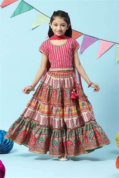 Berry Poly Viscose Short Top Lehenga Set