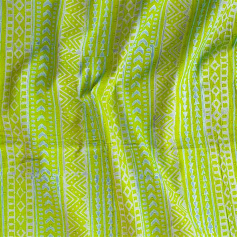 (PRE-CUT 2 METER) Pure Cotton Doby Discharge Parrot Green With Lavende ...