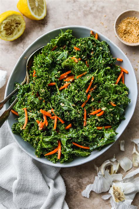 Easy Asian Kale Salad With Sesame Dressing | Walder Wellness, RD