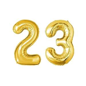 Just Party Gold Number 23 16-Inch Foil Balloons Golden - Celebrate ...