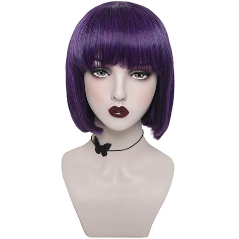 Dark Purple Wigs Dark Purple Bob Wig with Bangs Short Purple Wig with ...