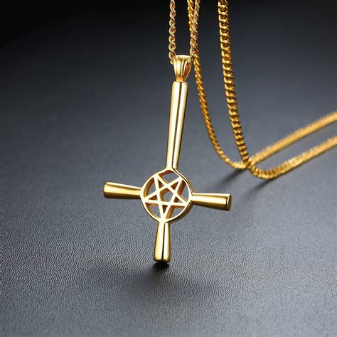 Buy XUANPAI Leviathan Satanic Brimstone Cross Necklace, Satan Church ...