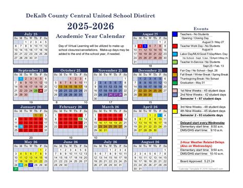 DeKalb County Central United School District 25-26 Calendar - EduCounty