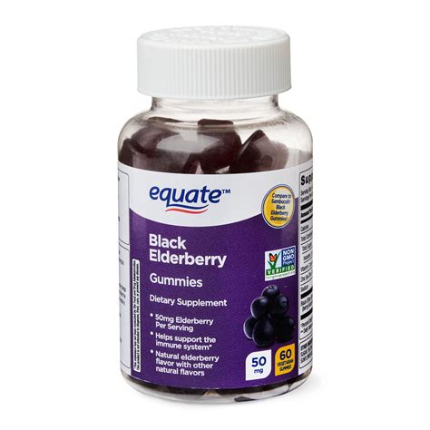 Equate Black Elderberry Gummies, Immune Health Support, 60 Count ...