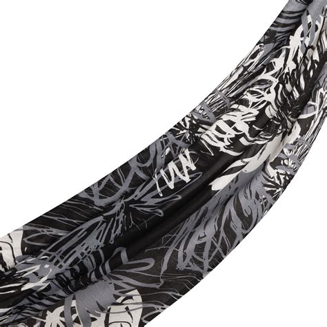 Black Flower Shadow Print Modal Cotton Scarf |İpekevi