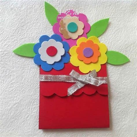 用海绵纸做母亲节贺卡 手工漂亮花朵卡片DIY_手艺活网