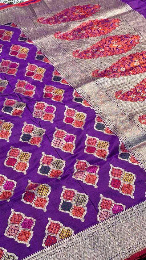 Purple Pure Banarasi Katan Silk Saree – Heritage Banaras Luxury