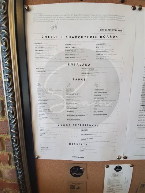 Menu at Spain Wine Bar, Ocean City, 13 St Louis Ave