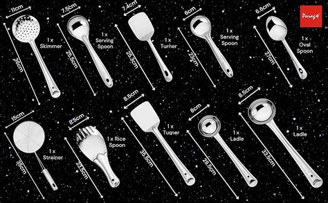 Parage Stainless Steel 10 Pieces Cooking Spoons Set, Contains Ladle ...