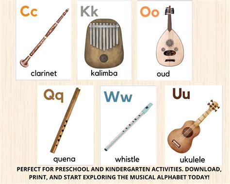 Musical Instruments Alphabet Cards,music Instruments Flashcards,music ...