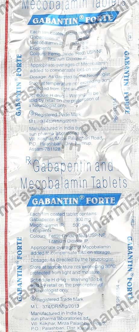 Gabantin Forte Strip Of 10 Tablets: Uses, Side Effects, Price & Dosage ...