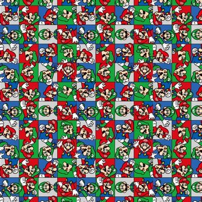 Nintendo® Mario Bros.™ Character Grid Cotton Fabric | Michaels