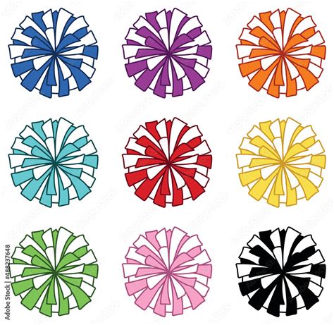 Cheerleader Pom-Poms Color Clipart Set Stock Vector | Adobe Stock