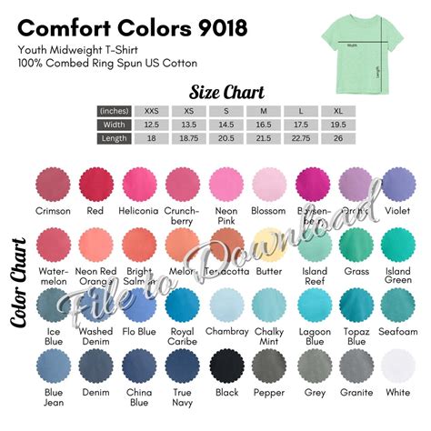 Youth Size Chart For Comfort Color at John Ricks blog