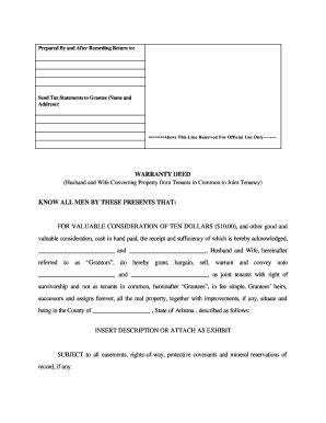 Arizona Warranty Deed - Blank Fillable Template | Fill Out, Print ...