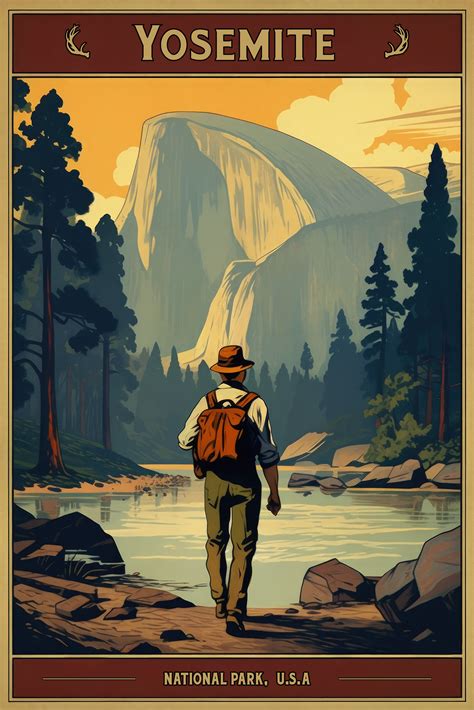 Yosemite Travel Poster Vintage Travel Poster National Park - Etsy ...