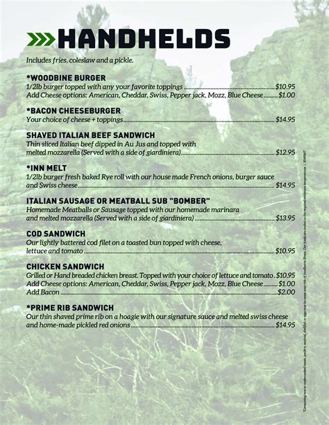 Menu for Woodbine Inn Supper Club in Necedah, WI | Sirved